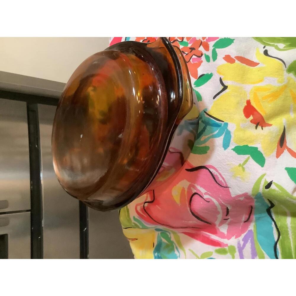 Vintage Amber Glass fire king Casserole Dish with Lid